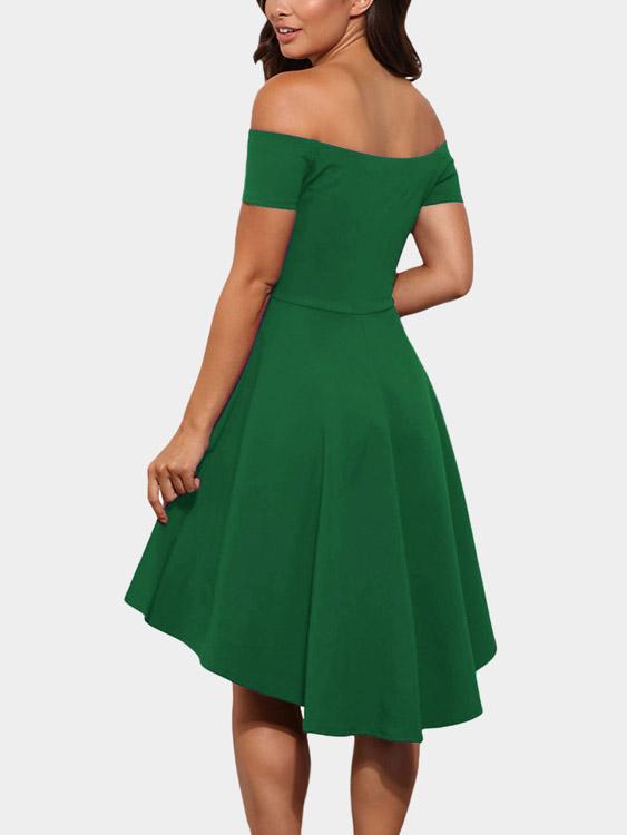 Womens Green Off The Shoulder Dresses