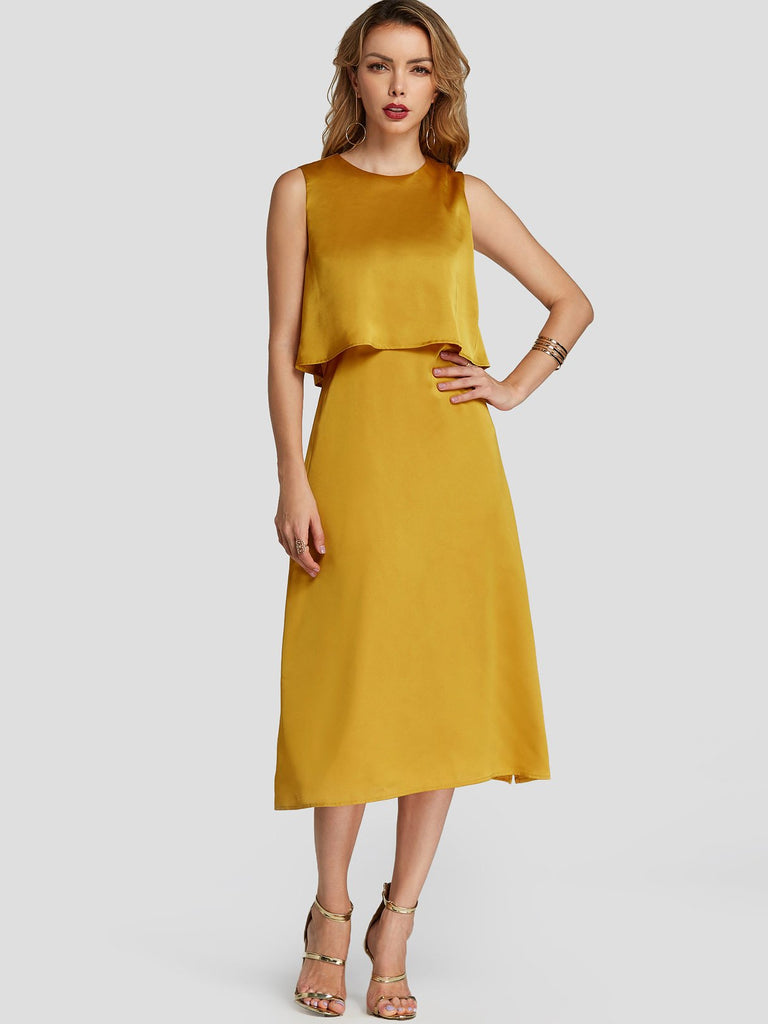 Womens Yellow Midi Dresses