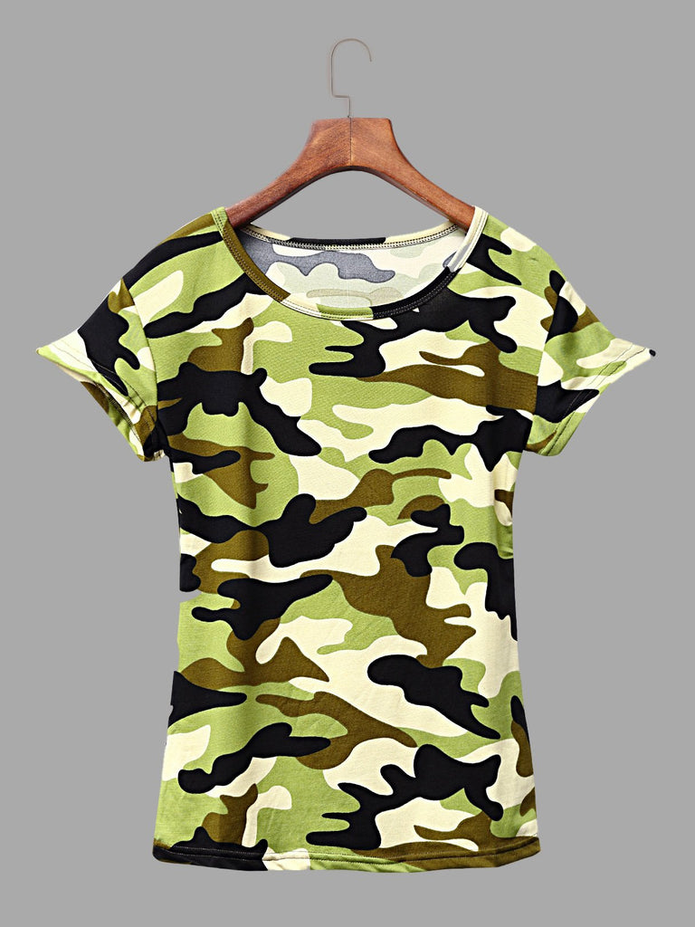 Crew Neck Camouflage Short Sleeve Camo T-Shirts