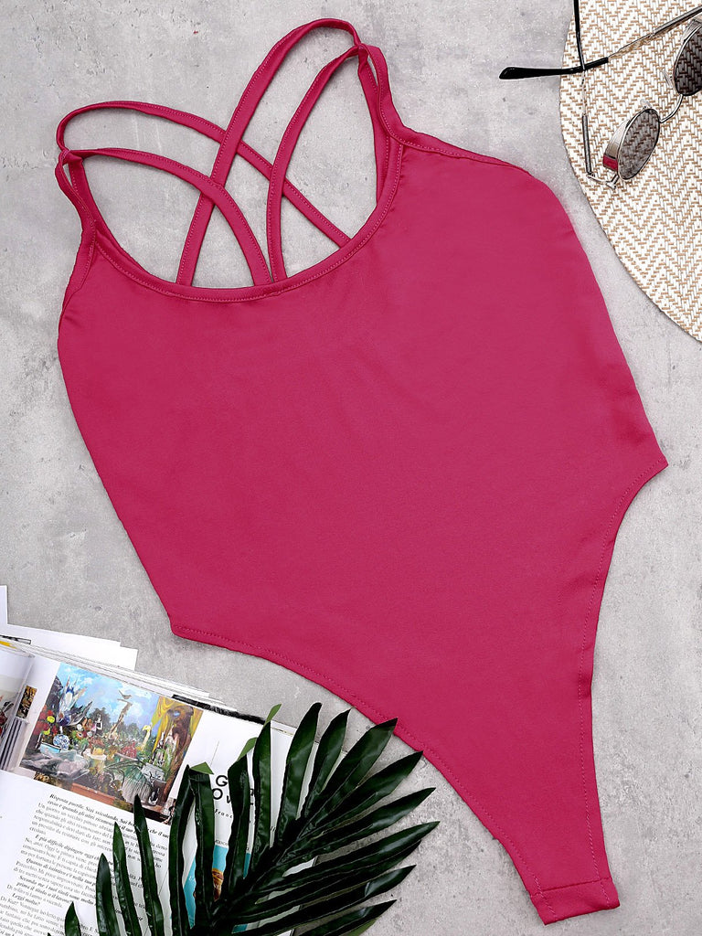 Pink Sleeveless Cut Out One-Pieces