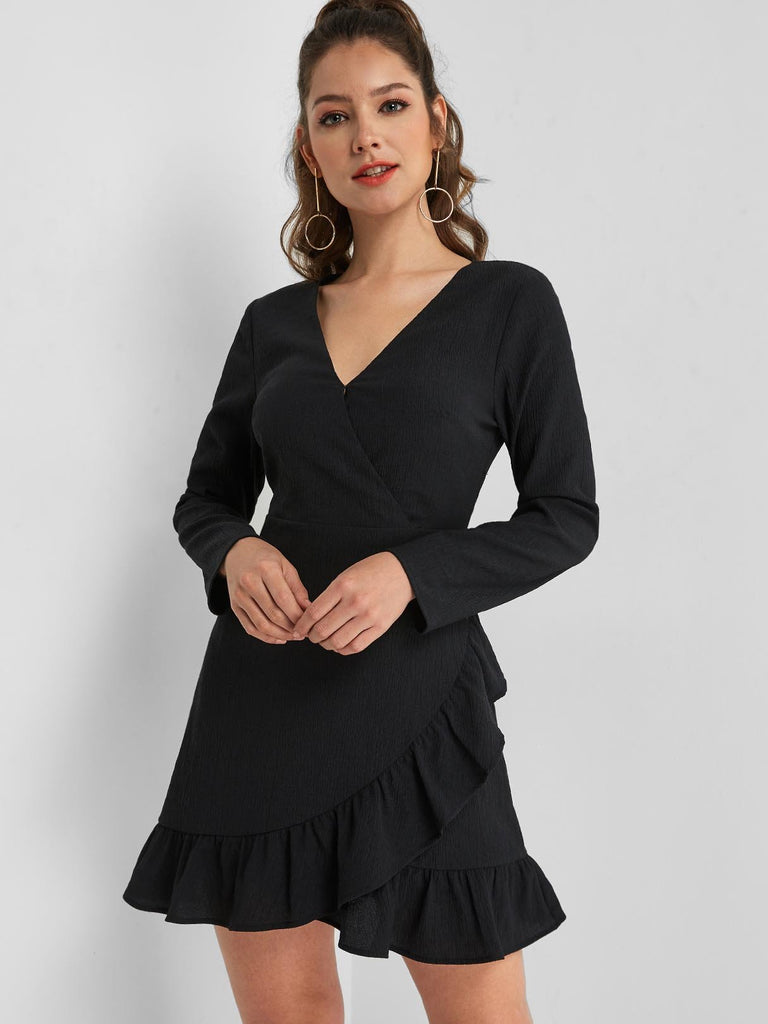Womens Black V-Neck Dresses