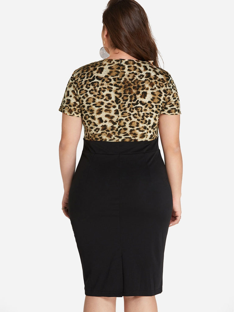 Womens Leopard Plus Size Dresses