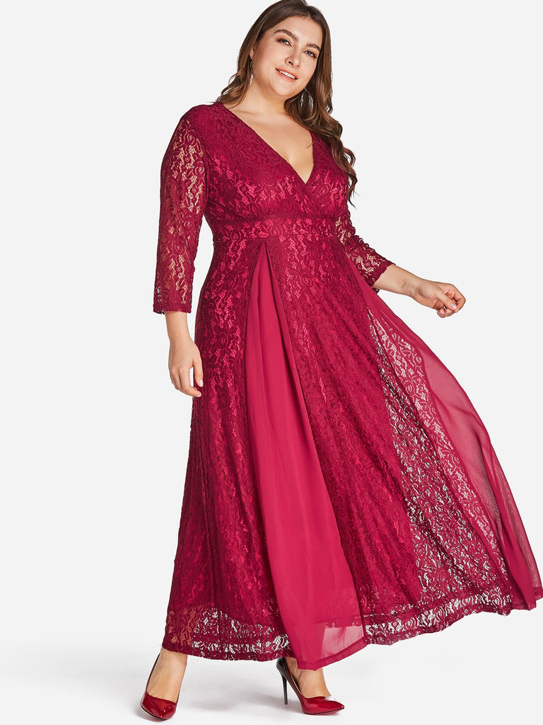 Plus Size Casual Maxi Dresses With Sleeves