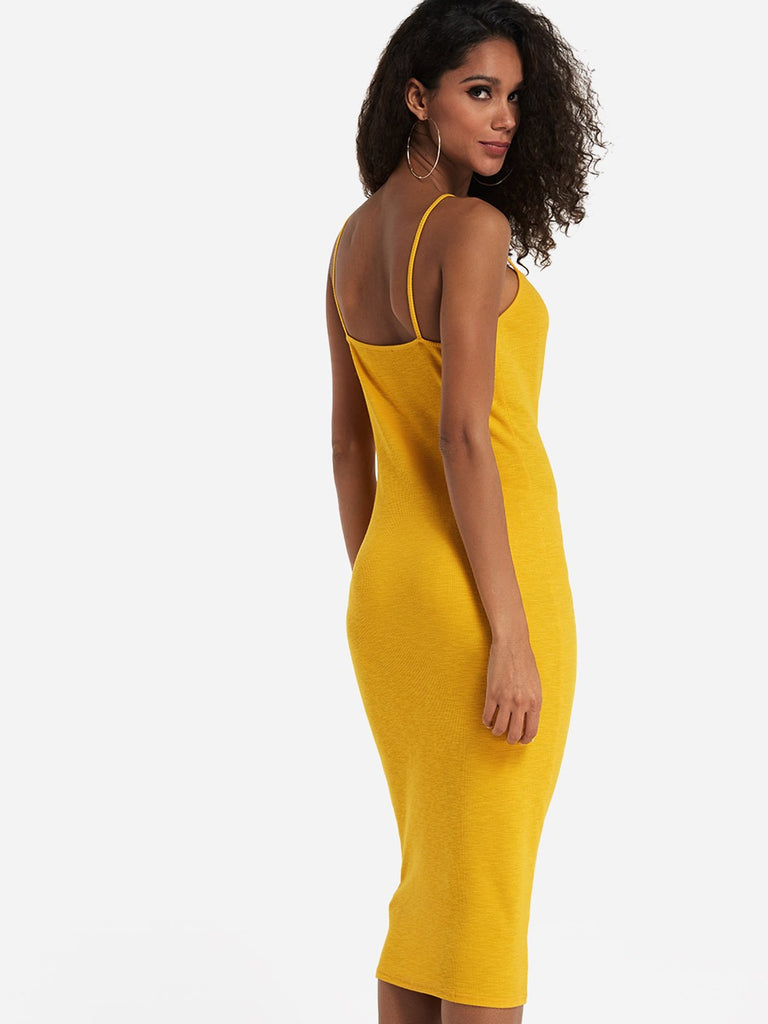 Womens Yellow Midi Dresses