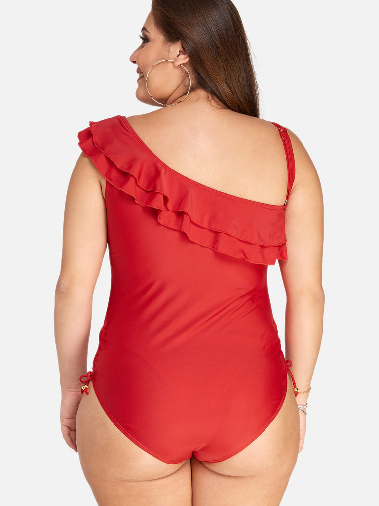 Womens Red Plus Size Swimwear