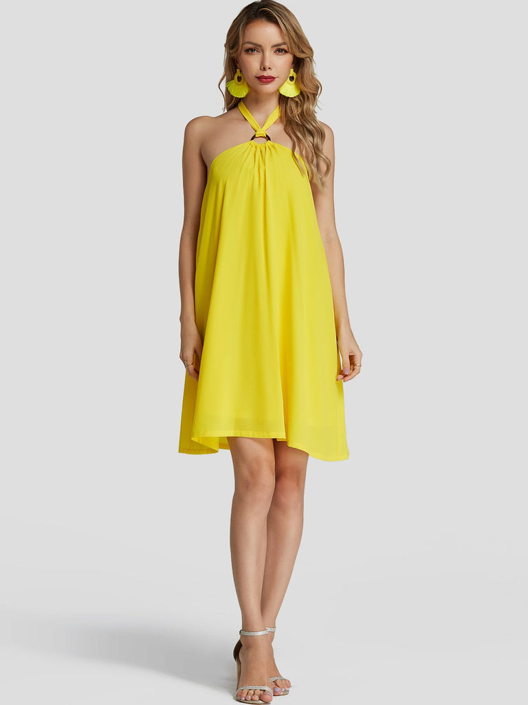 Womens Yellow Chiffon Dresses