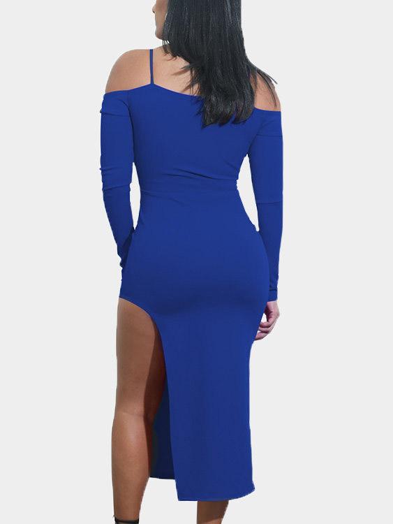 Womens Blue Off The Shoulder Dresses
