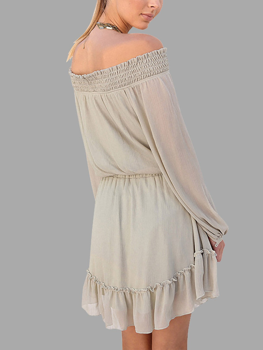 Long Sleeve Off-the-Shoulder Dress with Mint Green main image 1