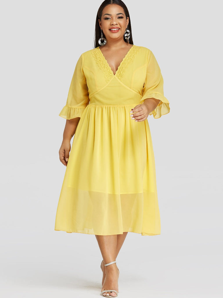 Womens Yellow Plus Size Dresses