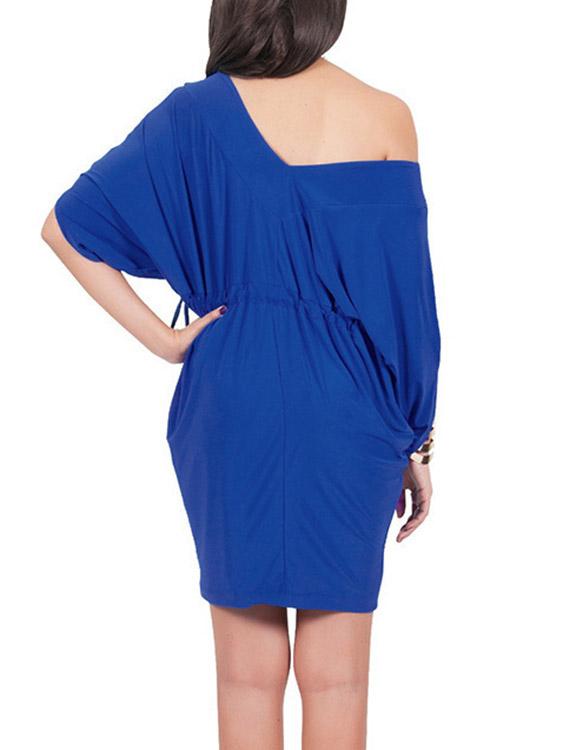 Womens Blue V-Neck Dresses