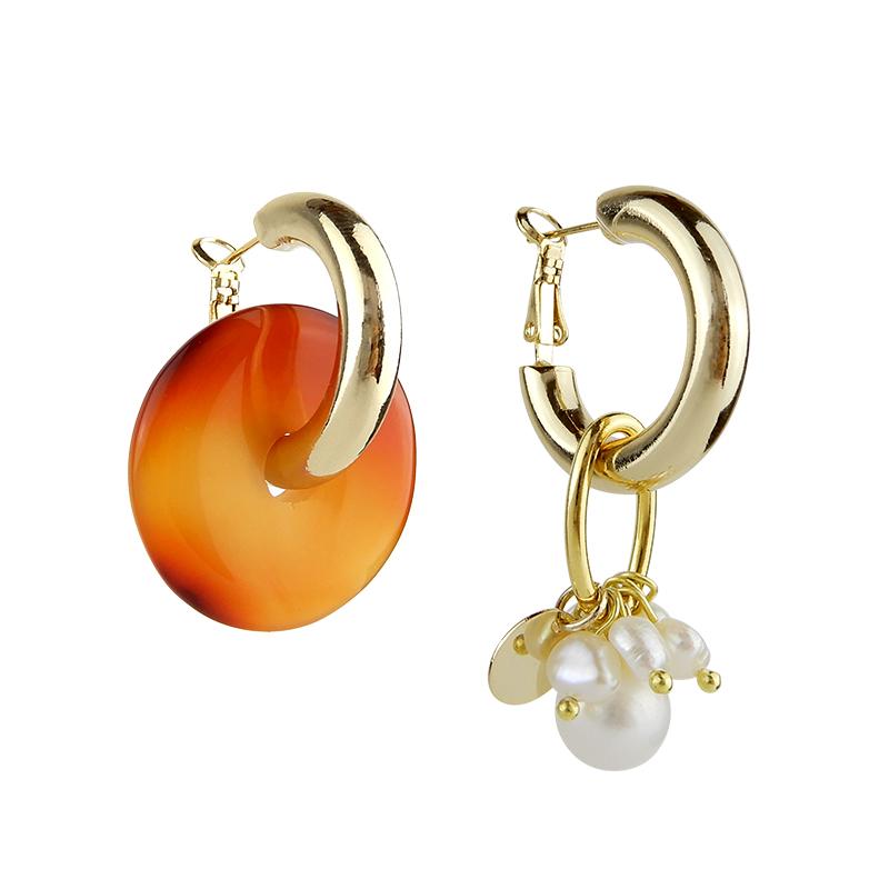 Hoop Mismatched Pearl Earrings