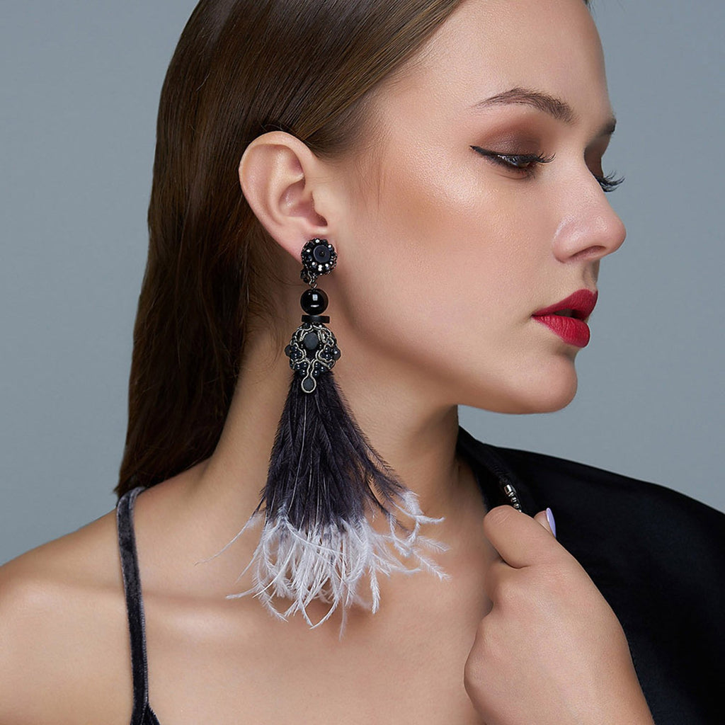 Flying Ostrich Feather Earrings