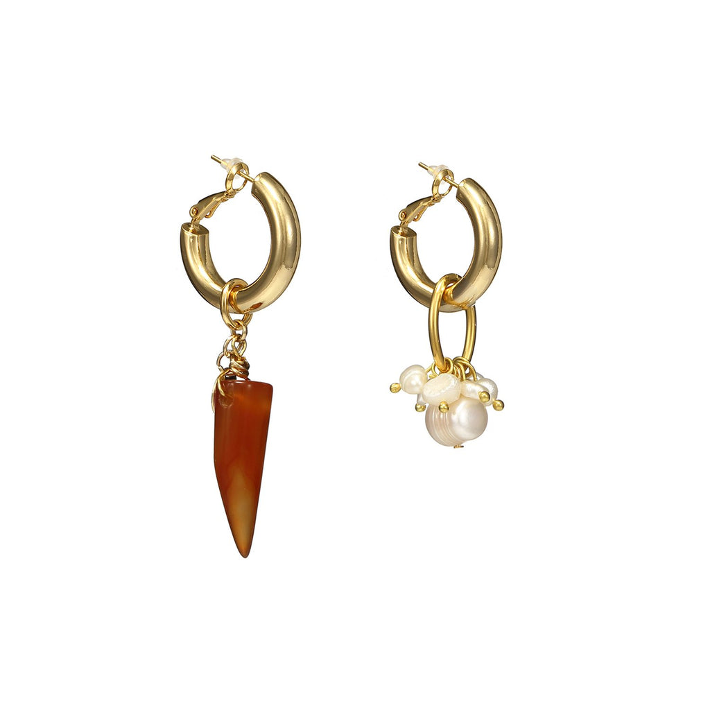 Best Handmade Pearl Agate Mismatched Dangle Earrings