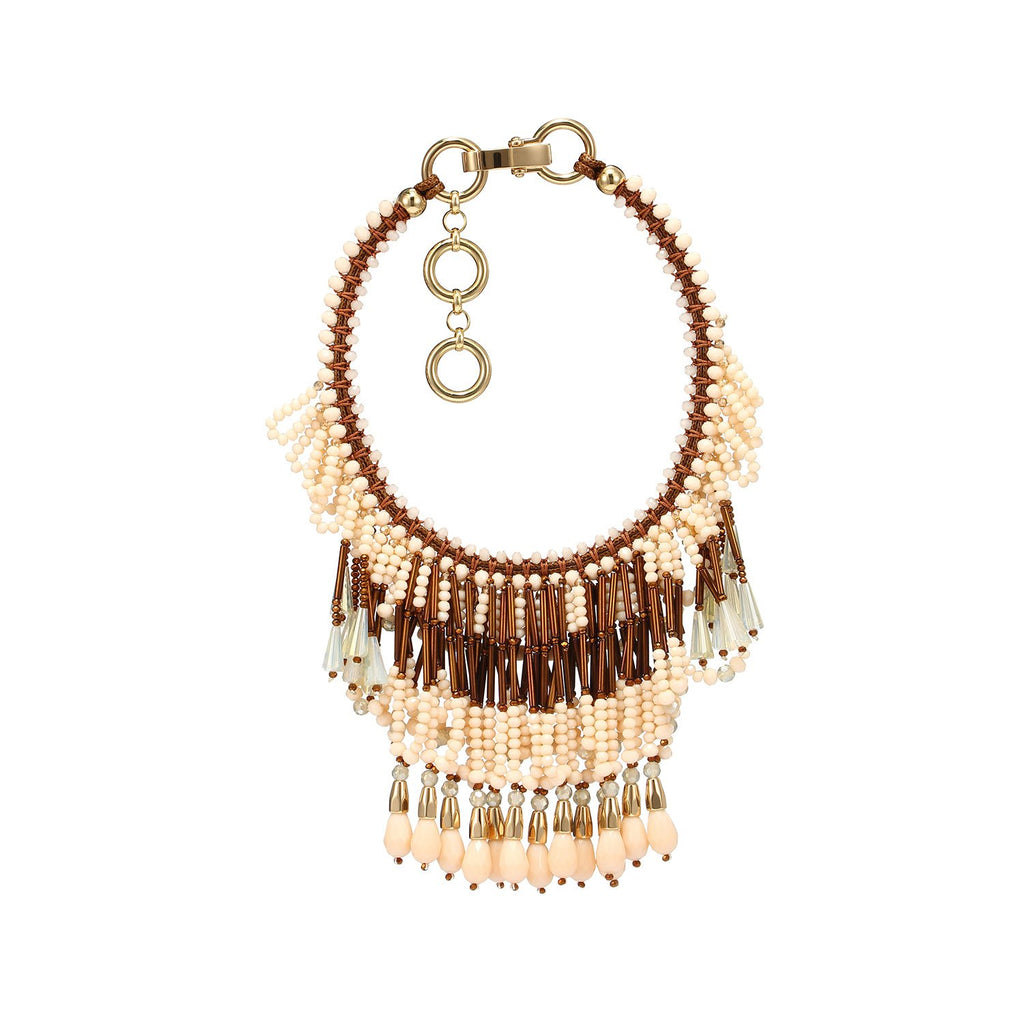 Handcrafted Luxurious Three Layered Fringe Statement Necklace