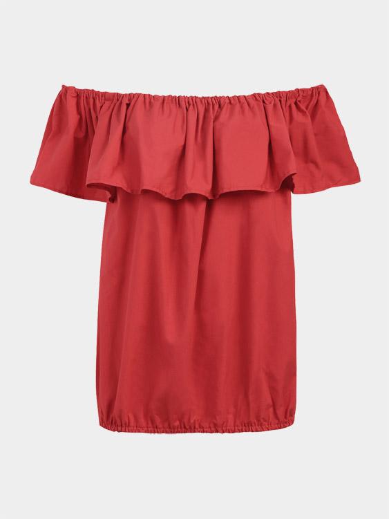 Off The Shoulder Fashion Red Blouses