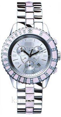 Budget Wrist Polished Steel Case And With Pink Sapphire Crystals Wristwatch Strap CD114315M001_K0013092