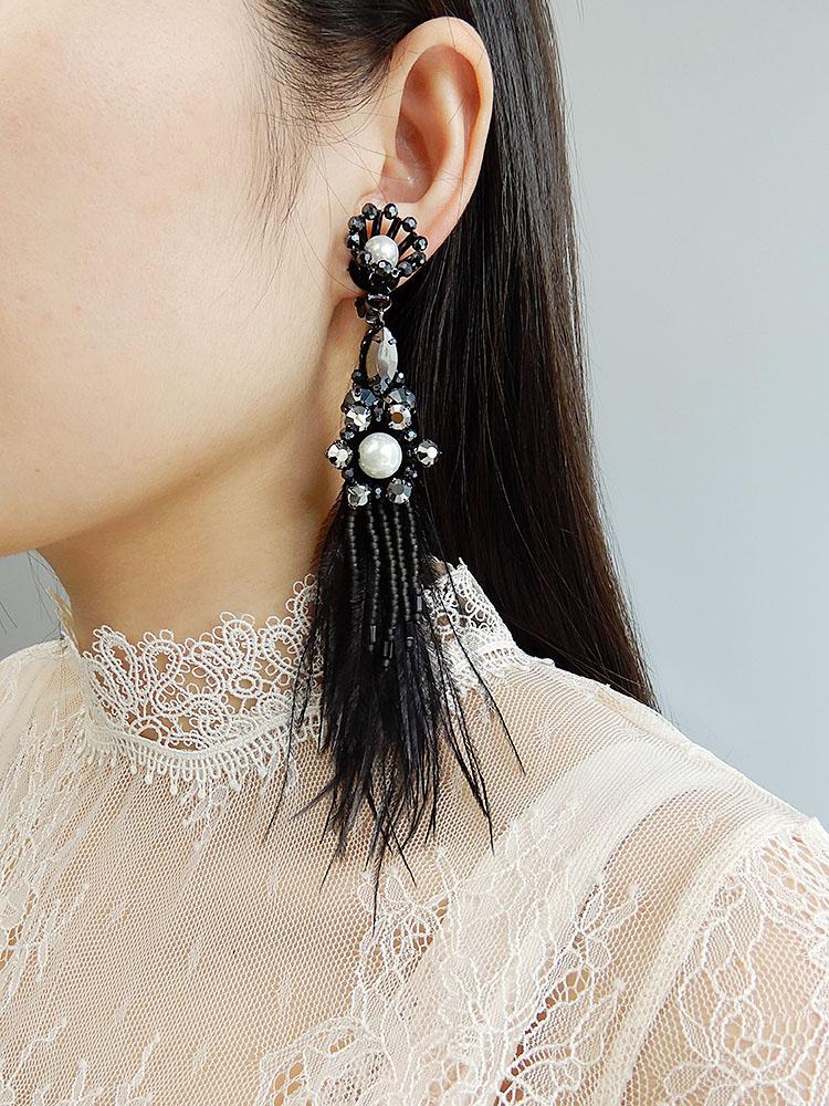 Dancing Ostrich Feather Earrings
