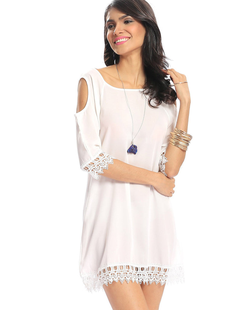 White Lace Casual Dress