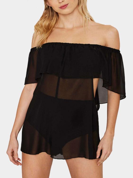 Black Off The Shoulder Beach Cover Ups