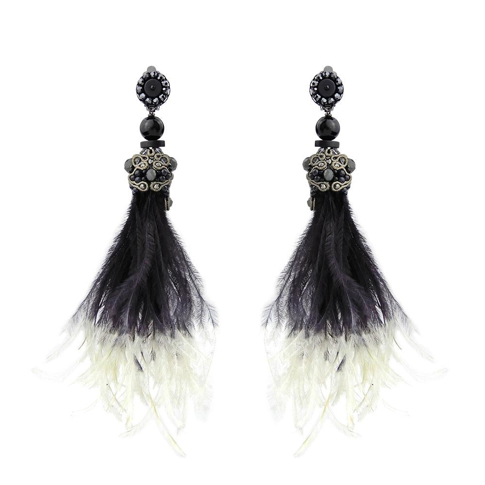 Unique Handmade Ostrich Feather Earrings Gothic Jewellery