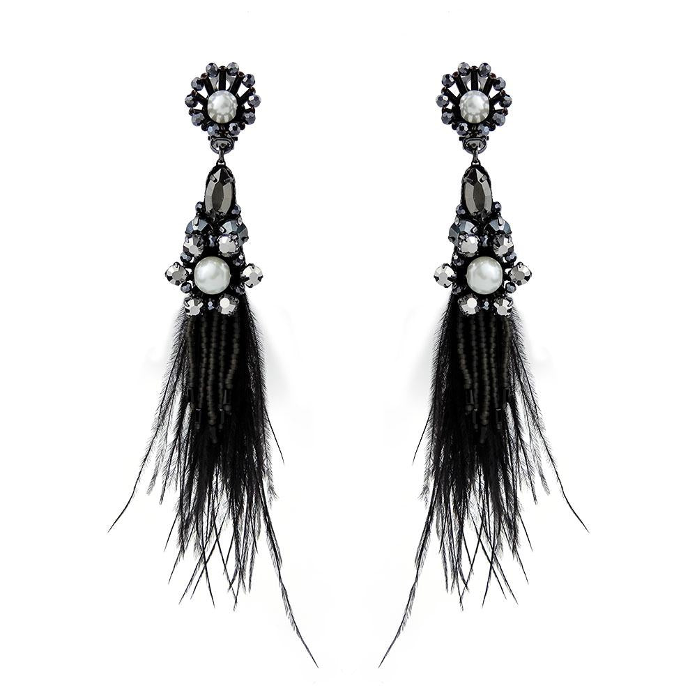 Luxury Ostrich Feather Handmade Earrings Gothic Jewellery