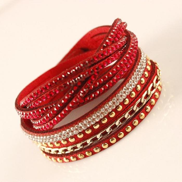 Women Multilayer Bracelet Velvet Crystal Hand Chain Lady Casual Wrap Bracelets Jewelry Accessories