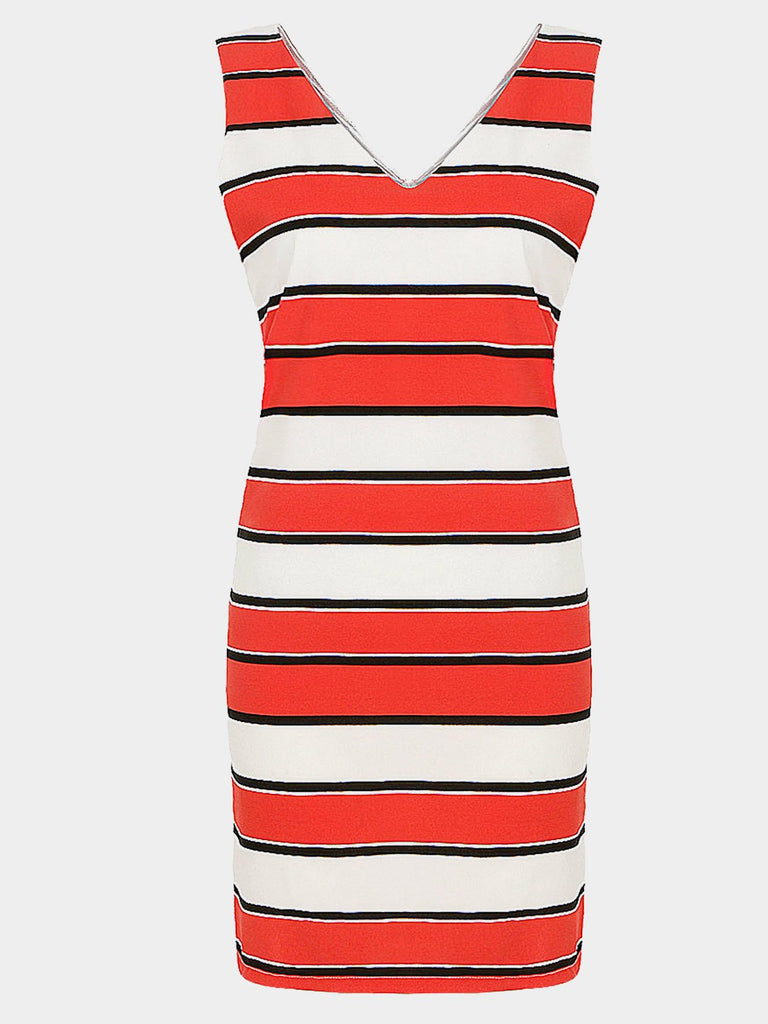 V-Neck Stripe Sleeveless Mini Dress