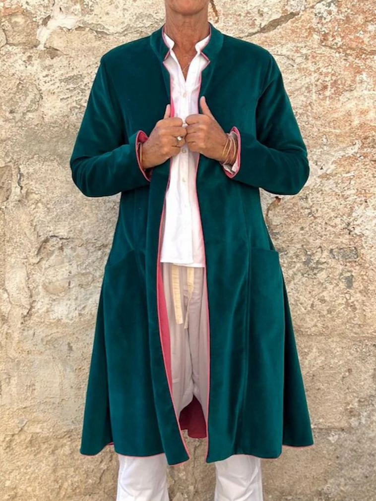 Loose Shawl Collar Long Sleeve Plain Fashion Regular Jacket