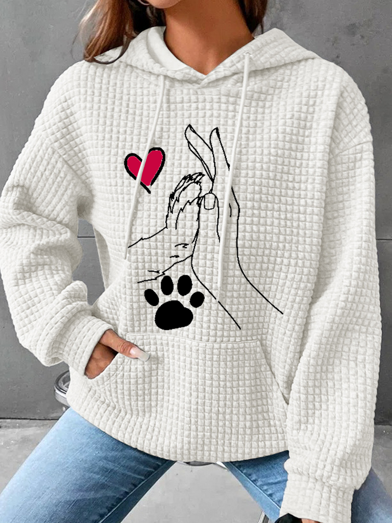 Simple Long Sleeve Hoodie Dog Fashion Regular Hoodie