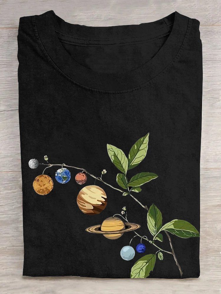 Casual Short Sleeve Crew Neck Leaf Fashion Regular T-Shirt