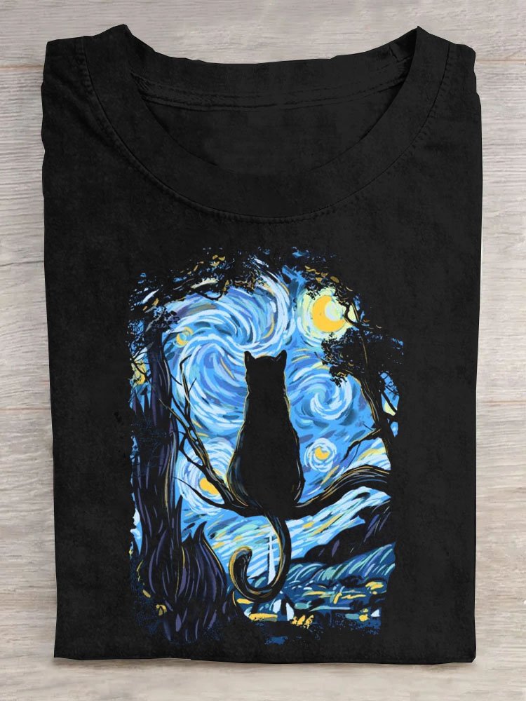Fashion Short Sleeve Crew Neck Scenery Casual Regular T-Shirt