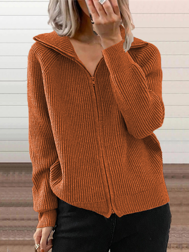 Loose Long Sleeve Striped Zipper Fashion Regular Jacket