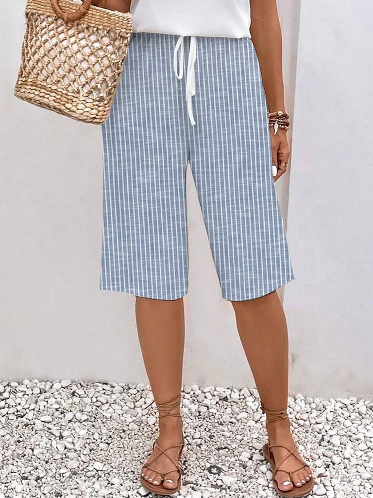 Fashion Plain Loose Fifth Pants