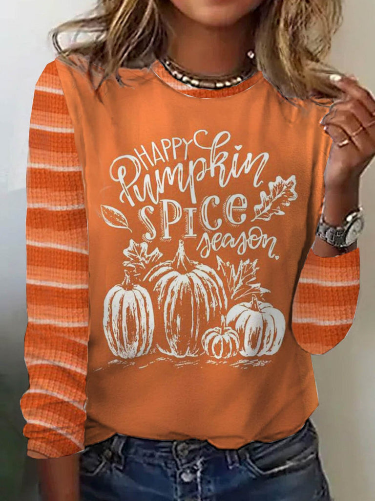 Fashion Crew Neck Long Sleeve Halloween Casual Regular T-Shirt