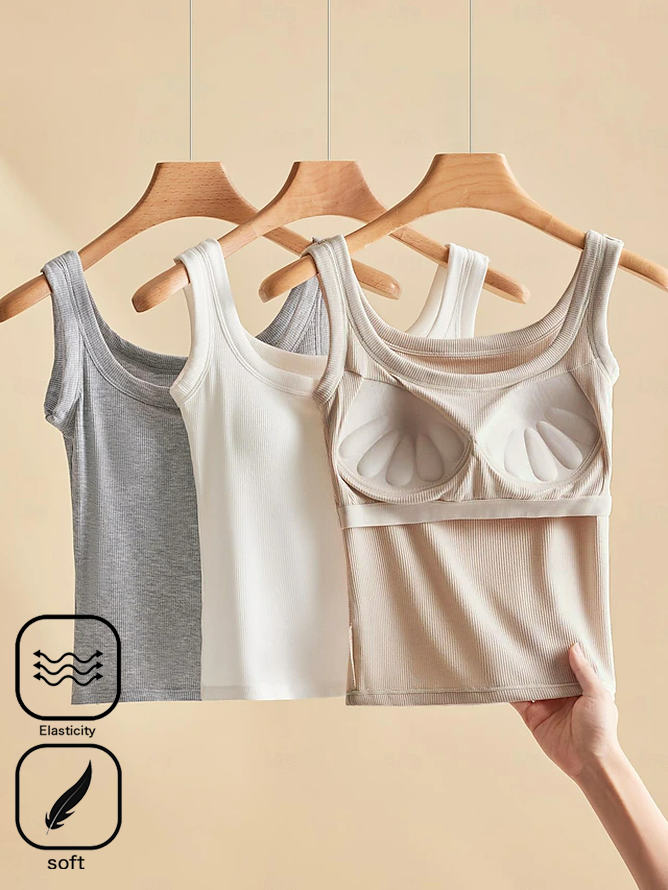 Casual Sleeveless Crew Neck Plain Fashion Regular Tank Top
