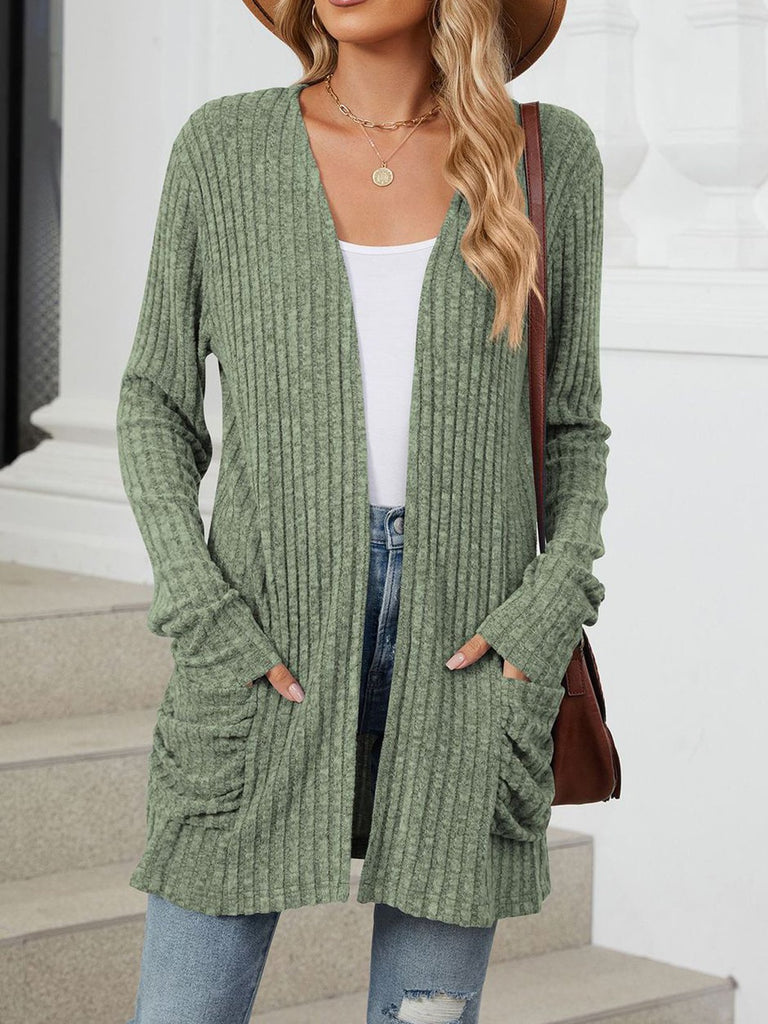 Loose Long Sleeve Plain Fashion Regular Cardigan