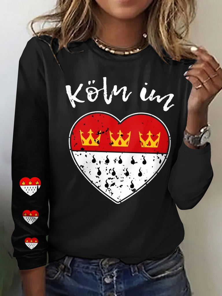 Vintage Crew Neck Long Sleeve Plaid Regular T-Shirt
