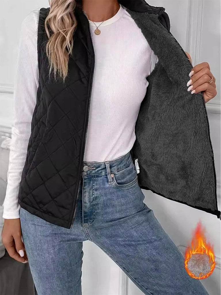 Loose Shawl Collar Sleeveless Plain Fashion Regular Vest