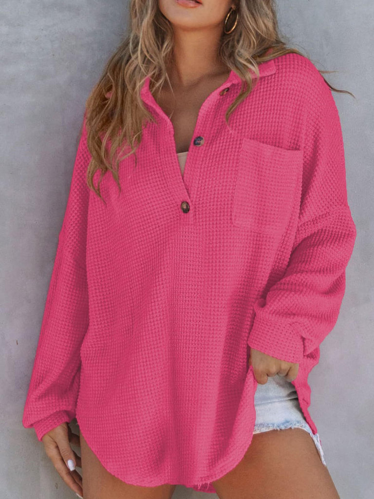 Fashion V Neck Long Sleeve Plain Loose Regular Sweatshirt
