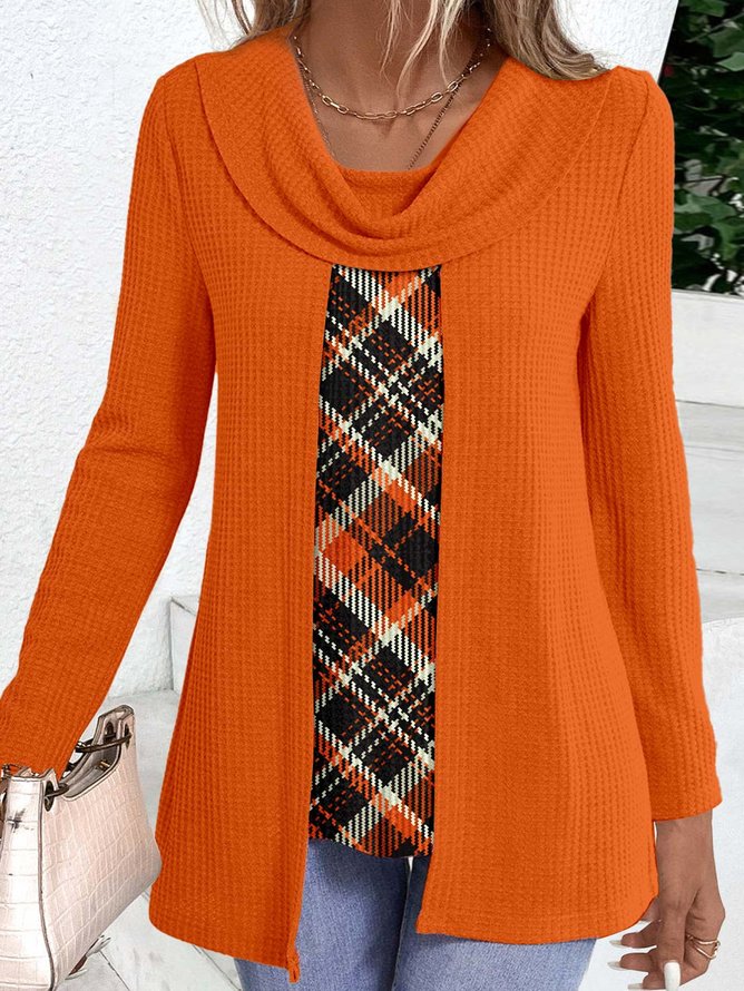 Loose Long Sleeve Plaid Fashion Regular Blouse