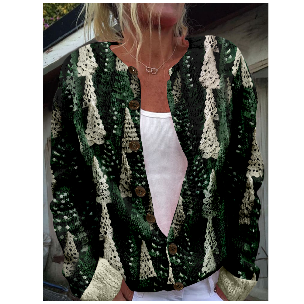 Loose Crew Neck Long Sleeve Floral Fashion Regular Jacket