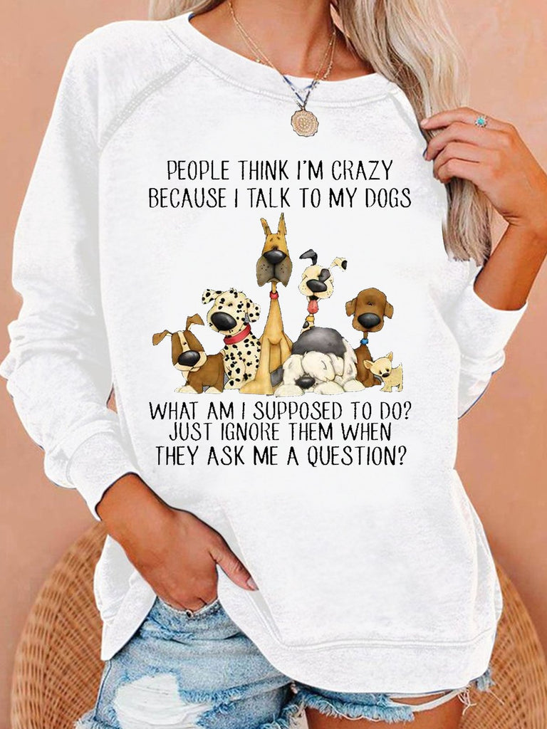 Crew Neck Long Sleeve Text Letters Casual Regular Sweatshirt