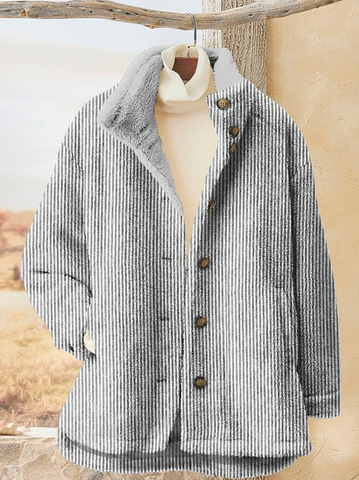 Loose Long Sleeve Striped Fashion Regular Jacket