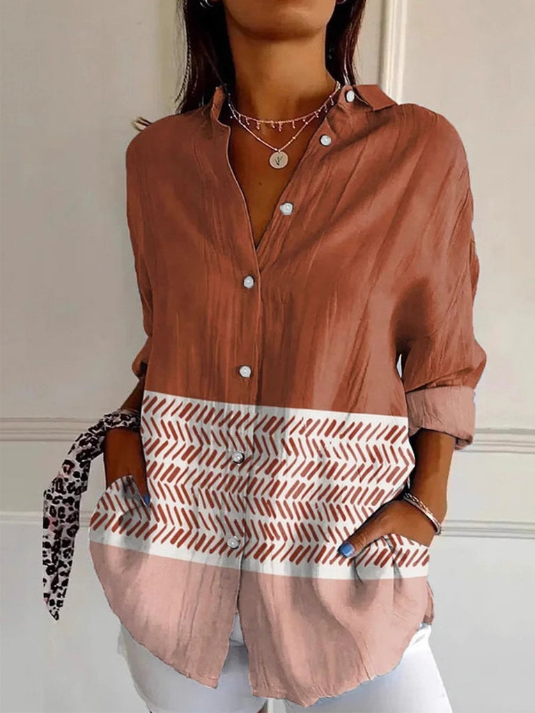 Loose Long Sleeve Shirt Collar Striped Fashion Regular Shirt