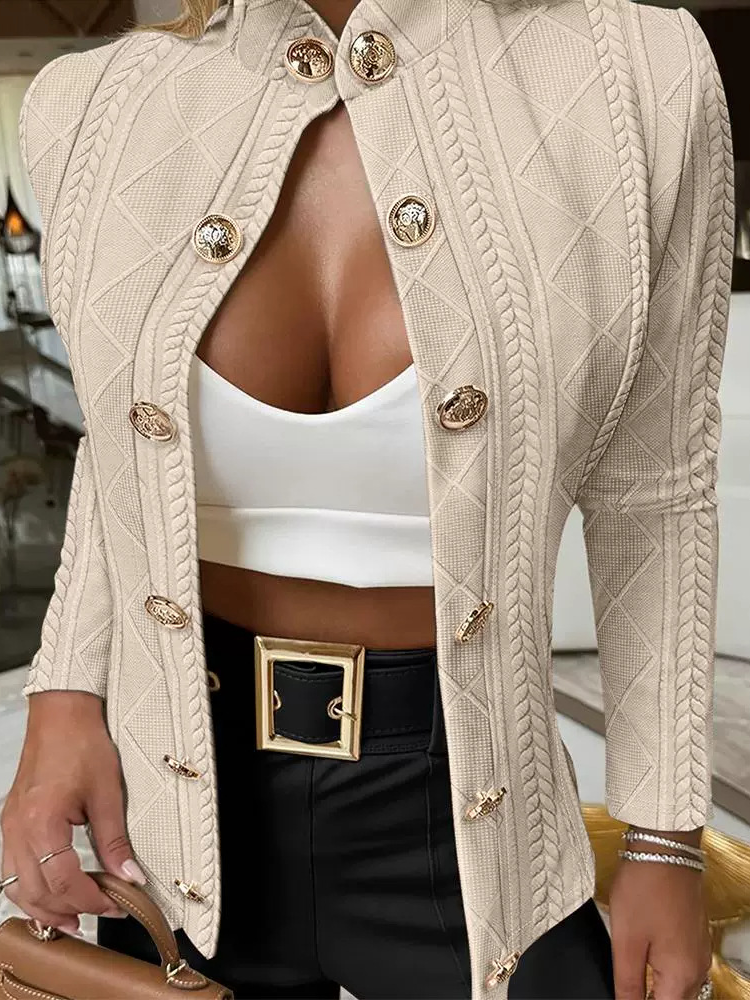 Loose Stand Collar Long Sleeve Plain Fashion Regular Jacket