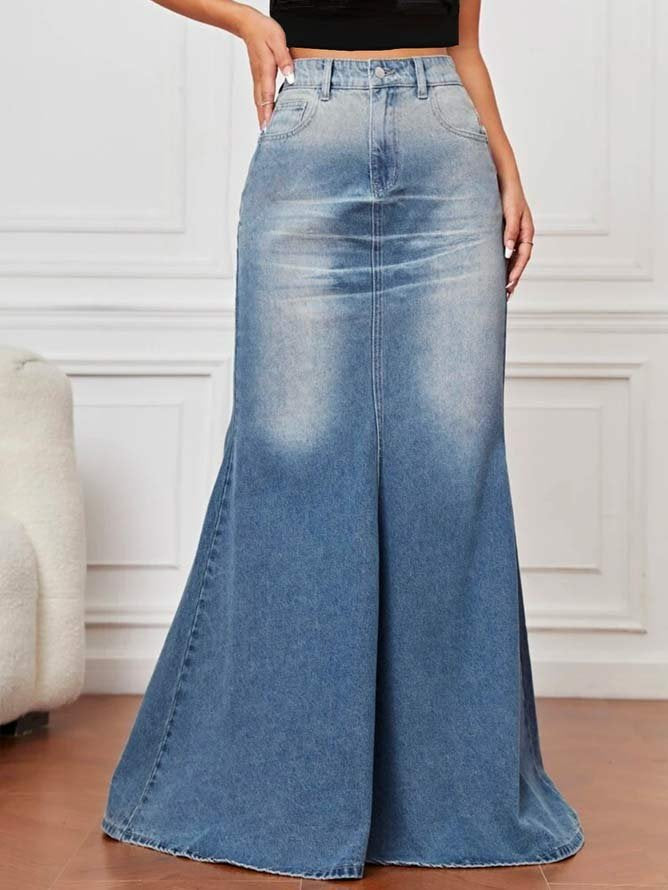 Fashion Denim Plain Denim Skirt