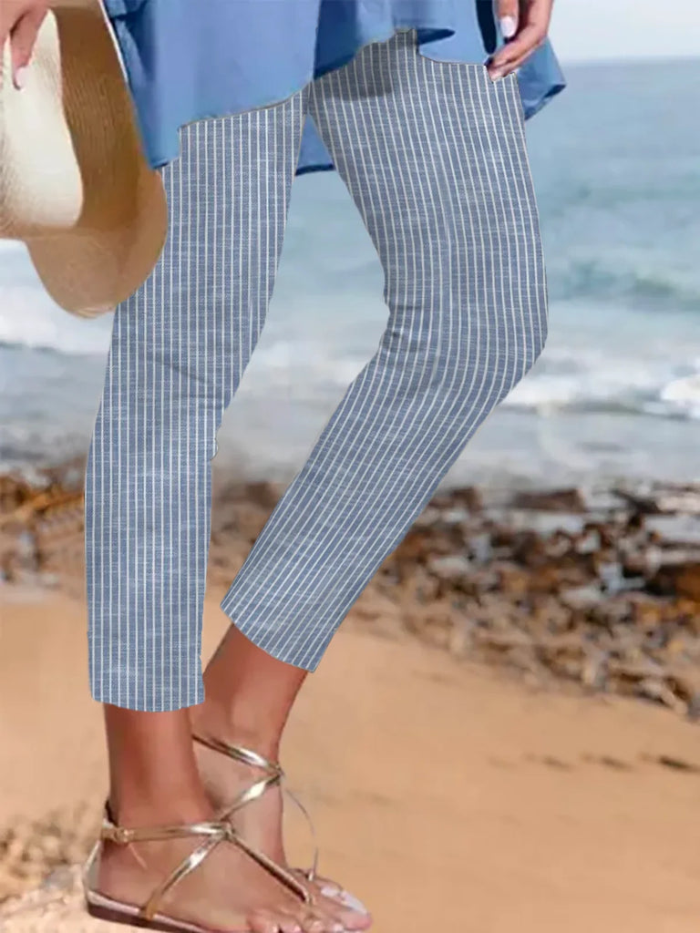 Fashion Striped Tight Ankle Leggings