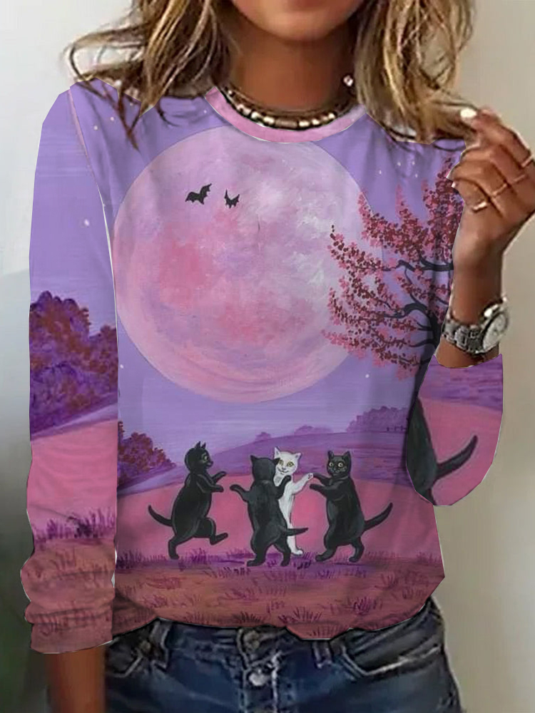 Casual Crew Neck Long Sleeve Halloween Fashion Regular T-Shirt