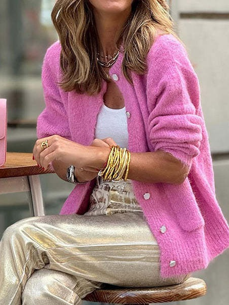 Fashion Long Sleeve Plain Lace Regular Sweater