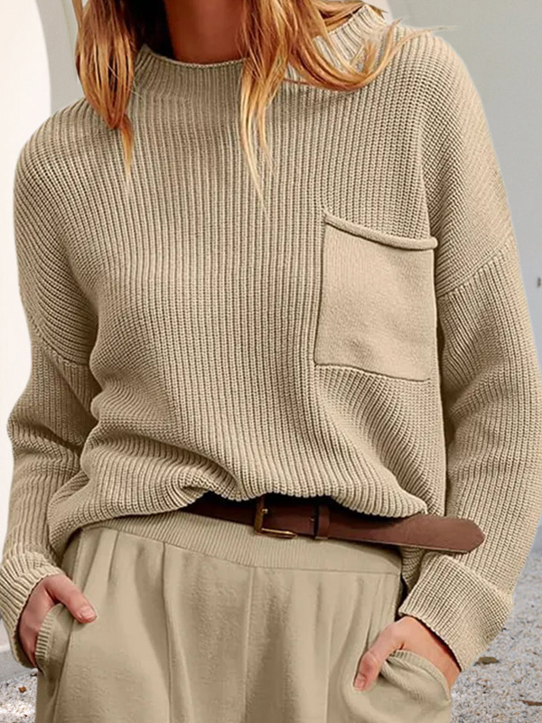 Loose Long Sleeve Turtleneck Plain Fashion Regular Sweater